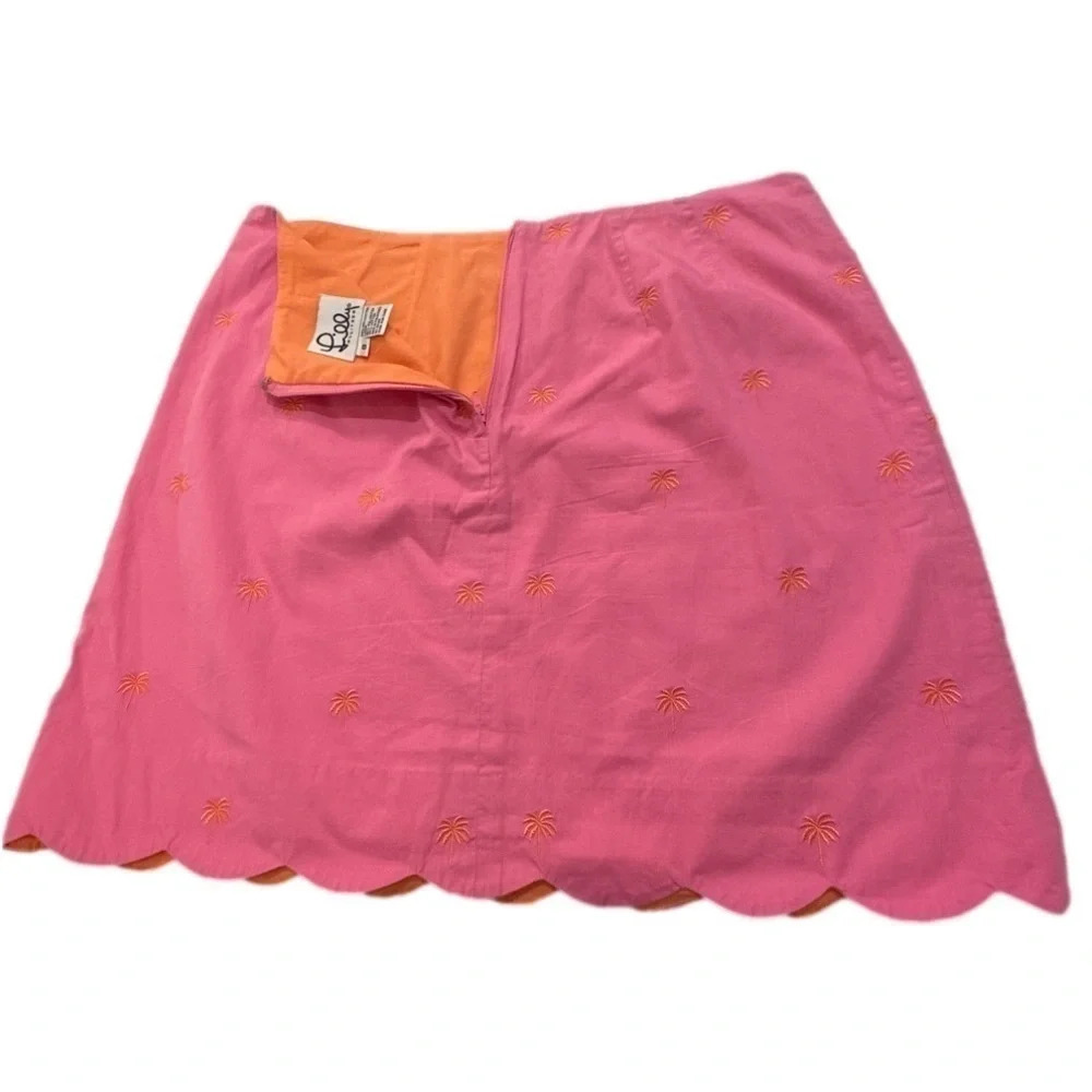 VTG Lilly Pulitzer Pink Palm Tree Scalloped Hemline Skirt women’s size 8 - Picture 7 of 8